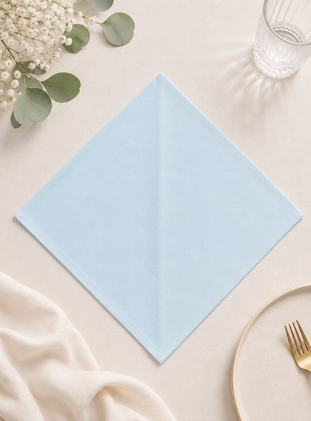 Solid Light Blue Everyday Cloth Napkins – Set of 4 | 17x17 Inches
