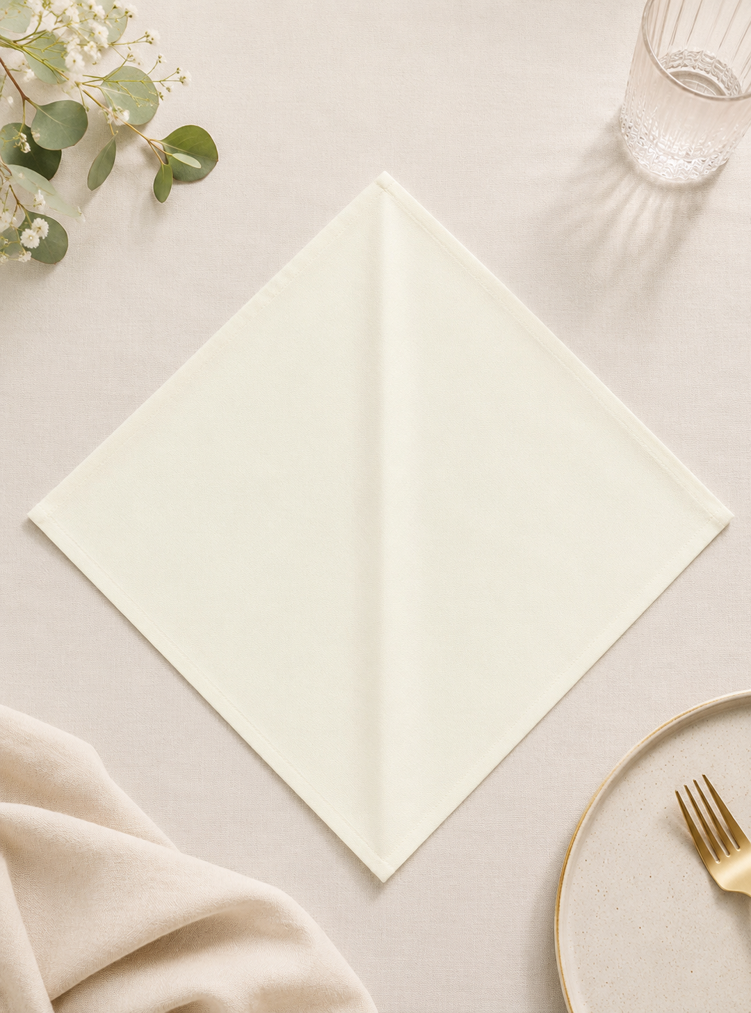 Solid Ivory Everyday Cloth Napkins – Set of 4 | 17x17 Inches