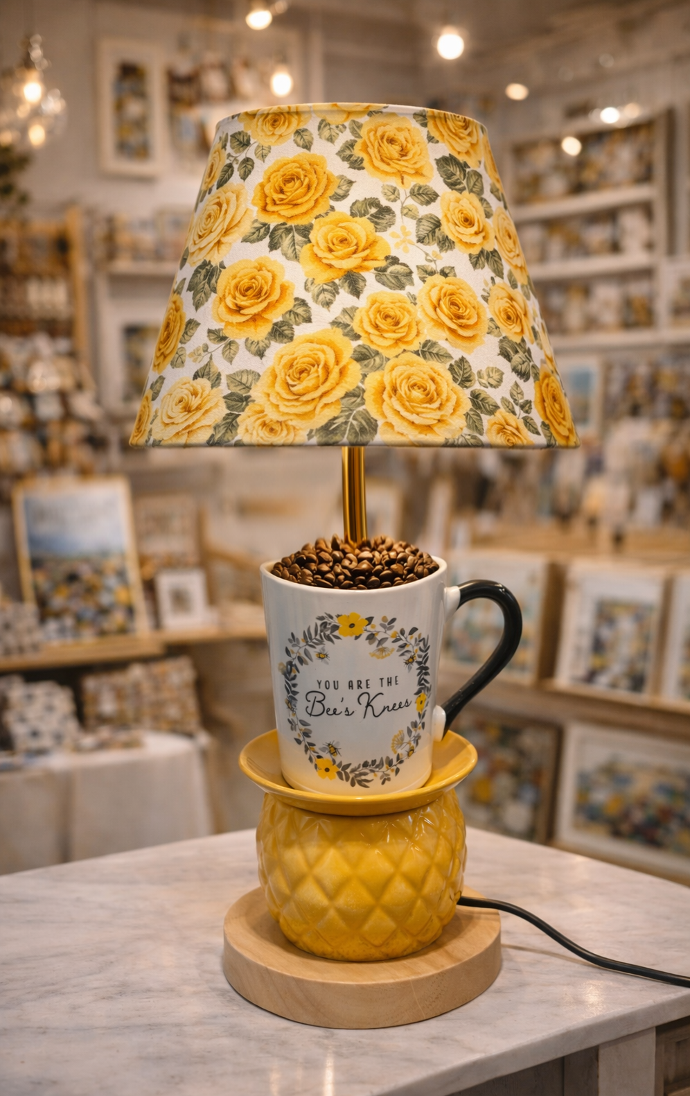 Bee’s Knees Handcrafted Lamp Base – Morning Affirmations Collection by Miami Artist Malky Ureña (Lampshade sold separately)