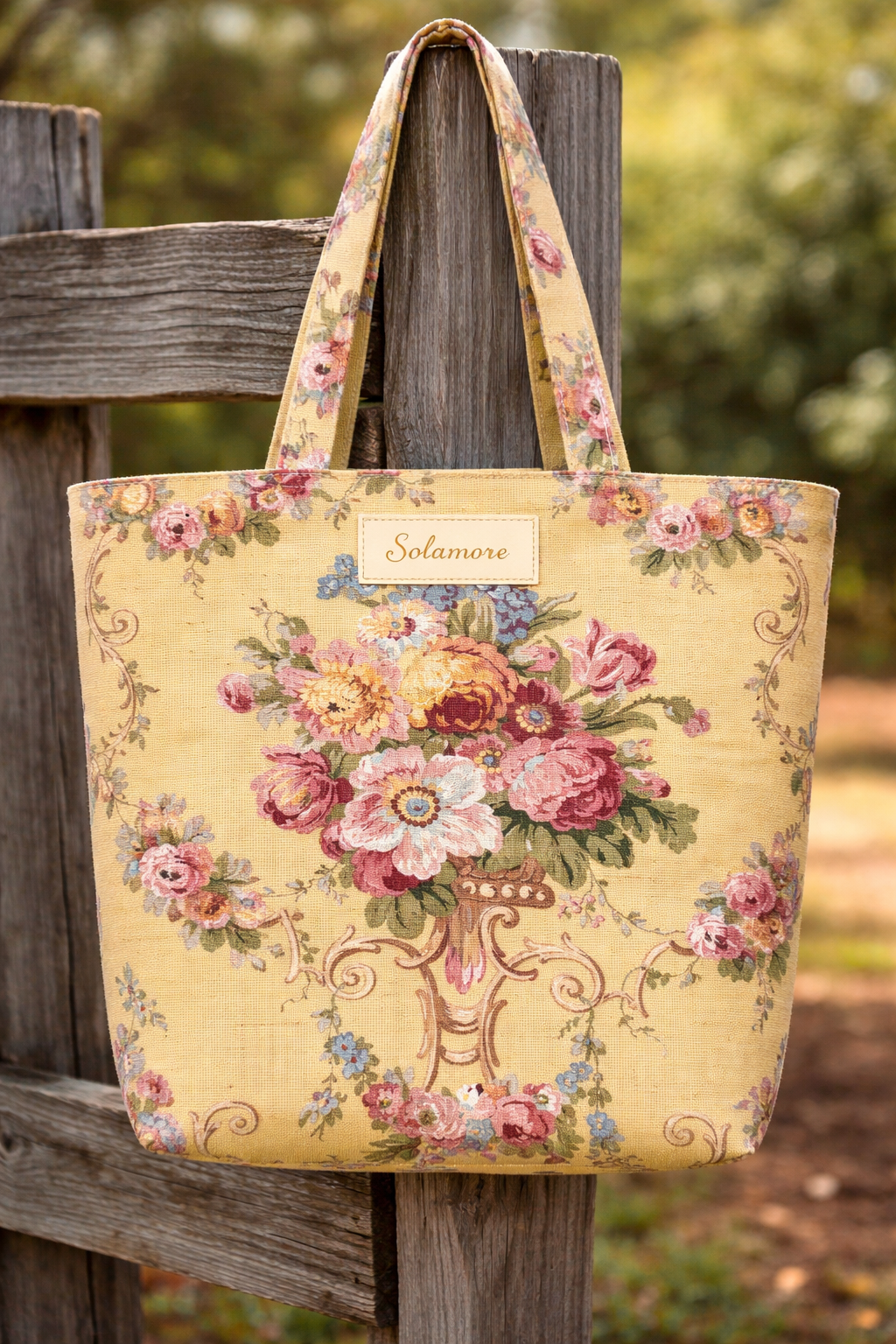 Solamore Vintage Floral Tote Bag – One of a Kind Handmade Handbag