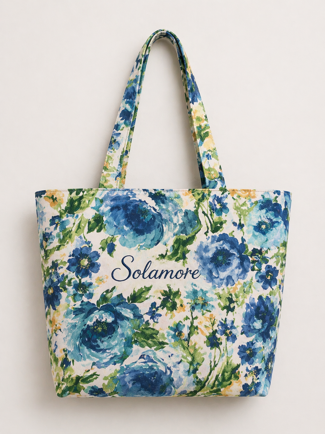 Solamore Blue Floral Tote – Handmade Coastal Elegance