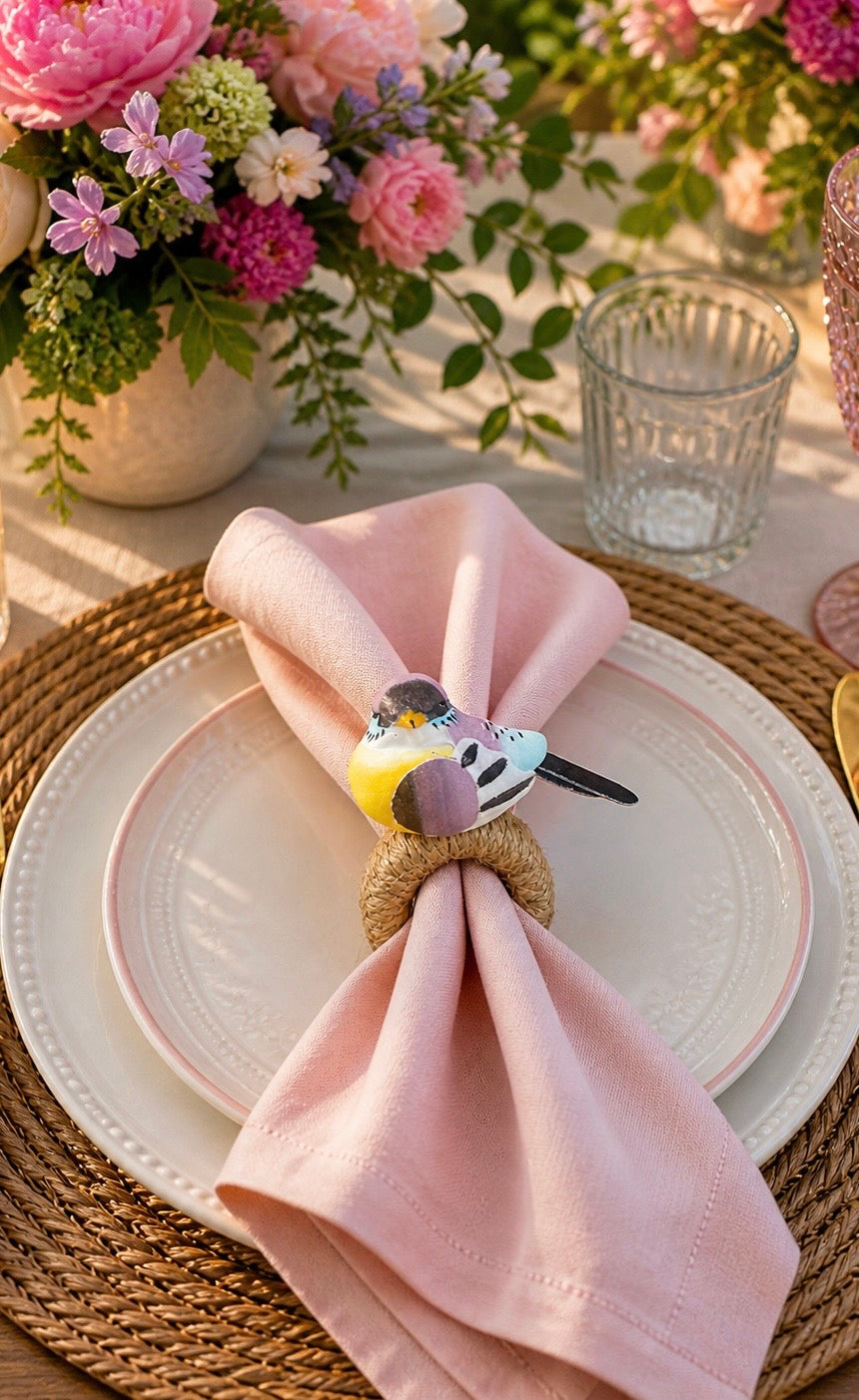 Handcrafted Bird Napkin Ring Set of 4