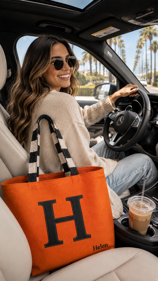 Customized Computer & Essentials - Letter Tote Bag – Personalized Handmade Tote