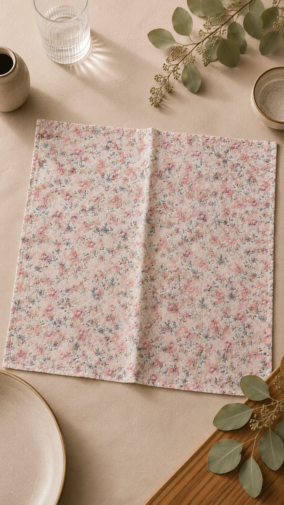 Blush Floral Cloth Napkins – Set of 4 | 15x15 Inches