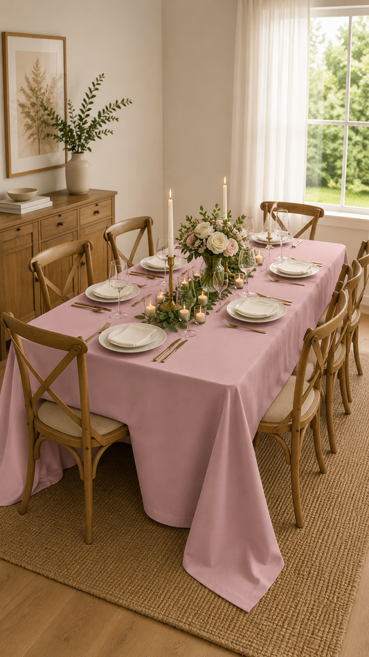 Soft Dusty Pink everyday Tablecloth – 70x120 Inches | Everyday Dining Collection