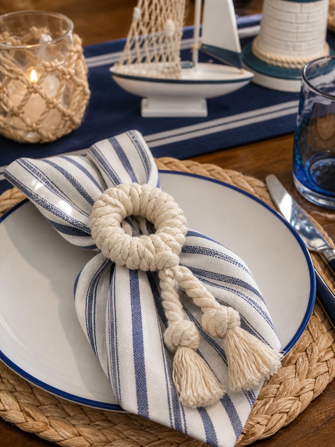 Handmade Nautical Rope Napkin Rings – Set of 4