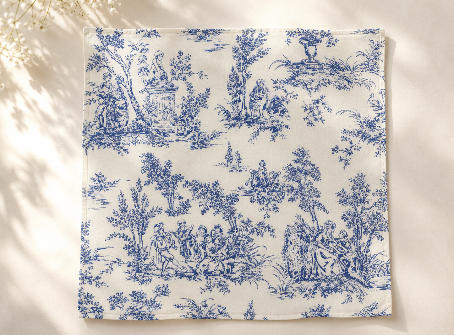 Blue Country French Cloth Napkins Pack of 4, 18x18 inches