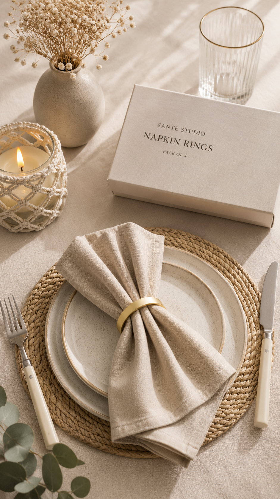 Modern Gold Napkin Rings – Set of 6