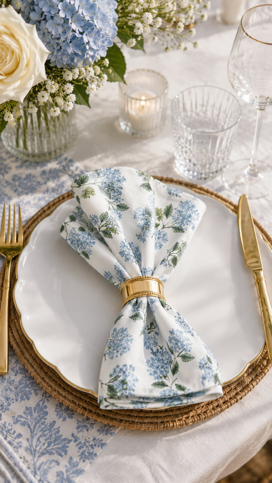 Hydrangea Linen Cloth Napkins Pack of 4