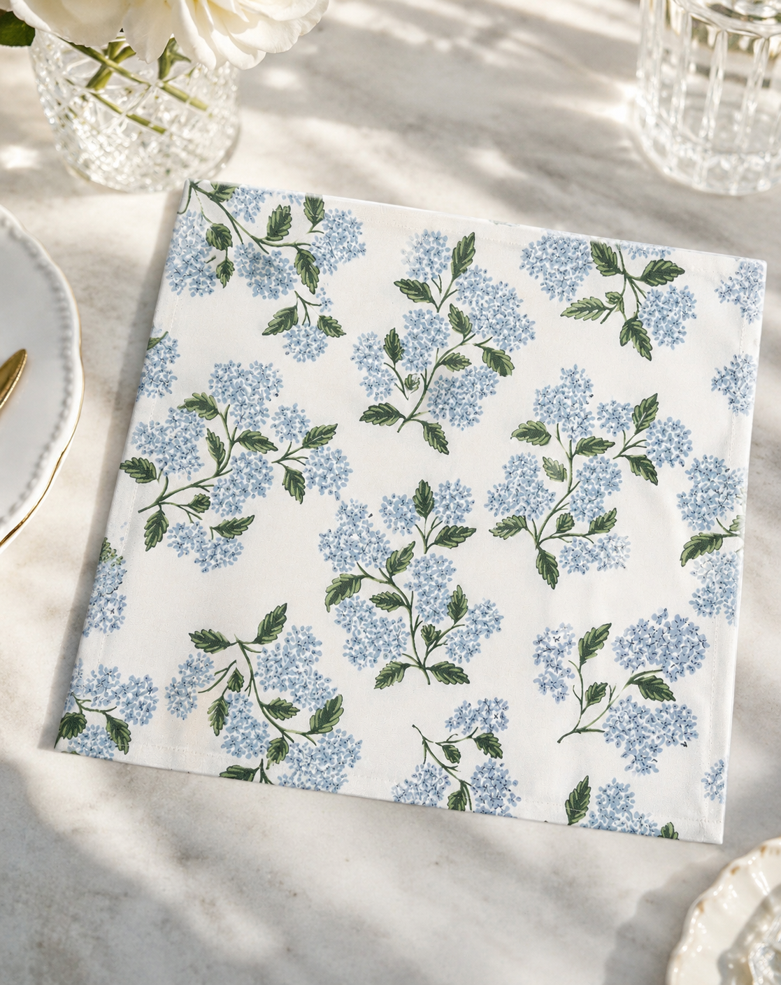 Hydrangea Linen Cloth Napkins Pack of 4