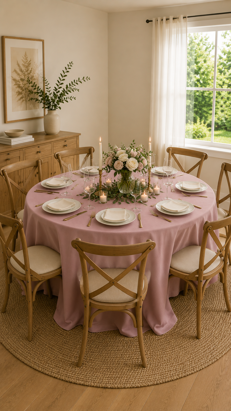 Soft Dusty Pink everyday Tablecloth – Round 120 Inches | Everyday Dining Collection