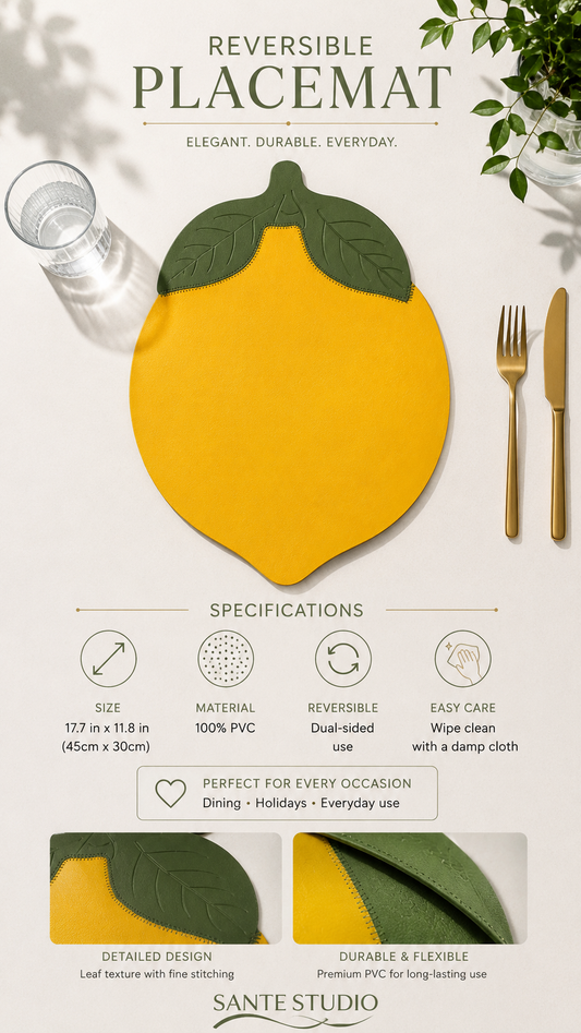 Sante Studio Lemon Shaped Reversible Placemat – Modern