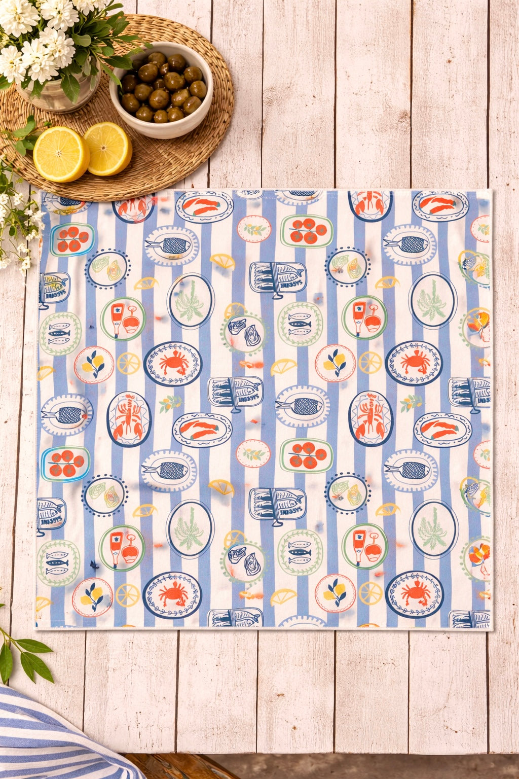 Coastal Seafood Cloth Napkins – Set of 4 | 17x17 Inches