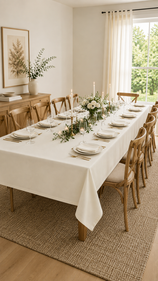 Soft Ivory everyday Tablecloth – 60x120 Inches | Elegant Everyday Dining Collection