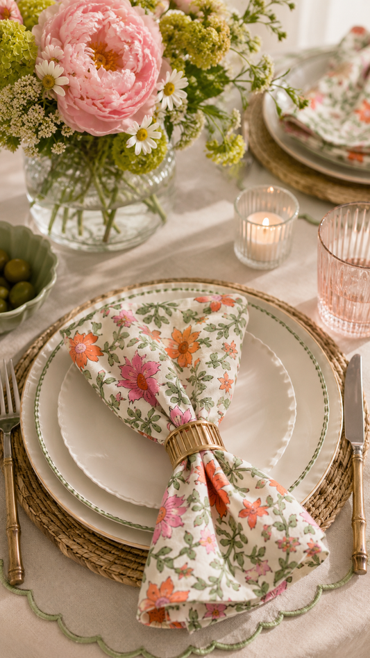 Floral Cloth Napkins Pack of 4, 18x18 inches