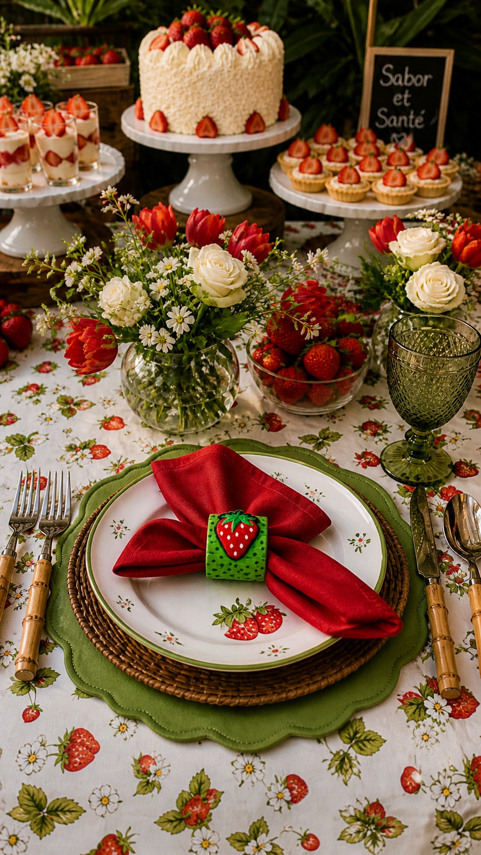 Strawberry Napkin Ring Set of 4