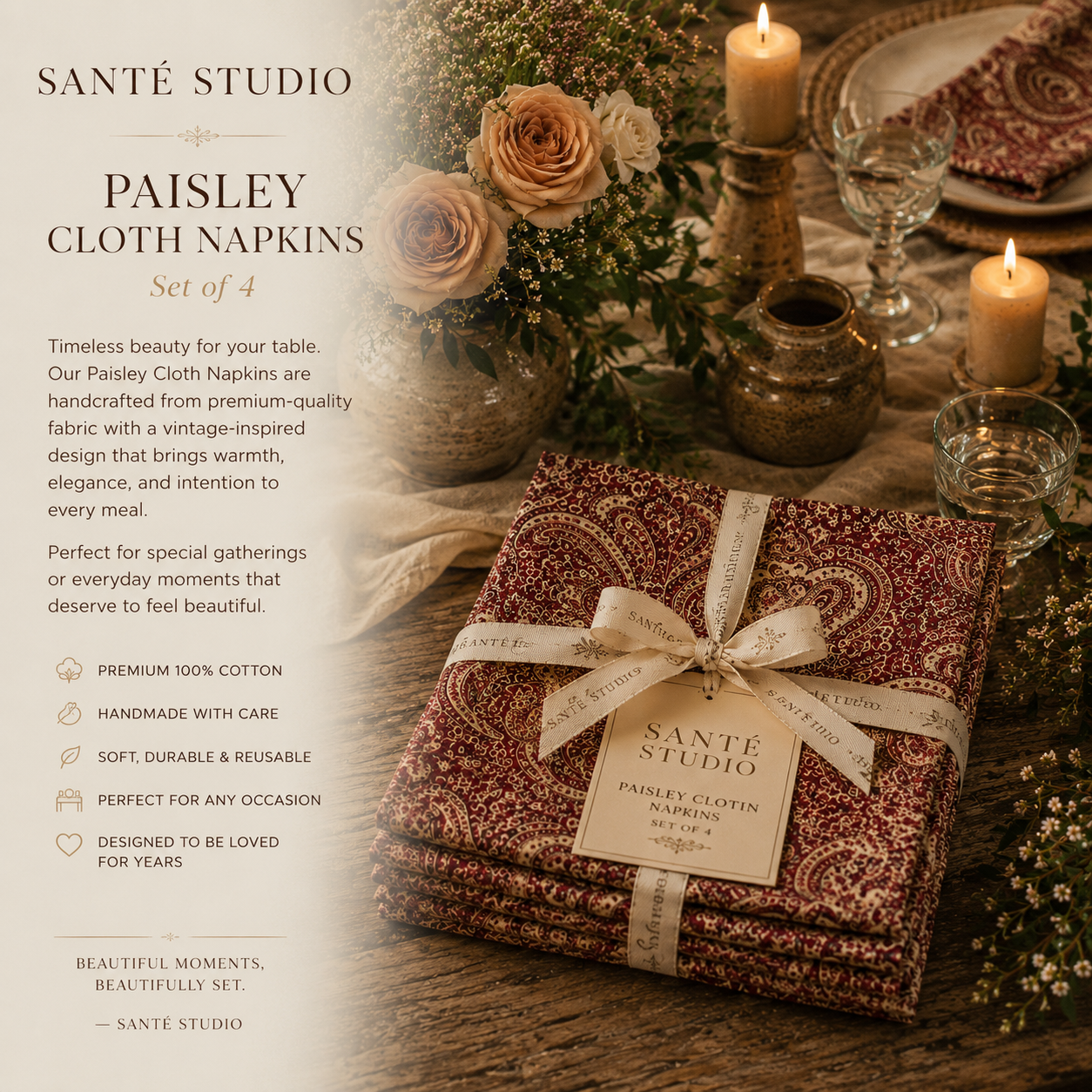 Paisley Cloth Napkins – Set of 4