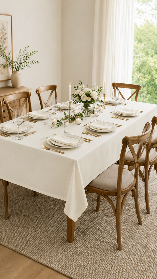 Soft Ivory everyday Tablecloth – 60x102 Inches | Elegant Everyday Dining Collection