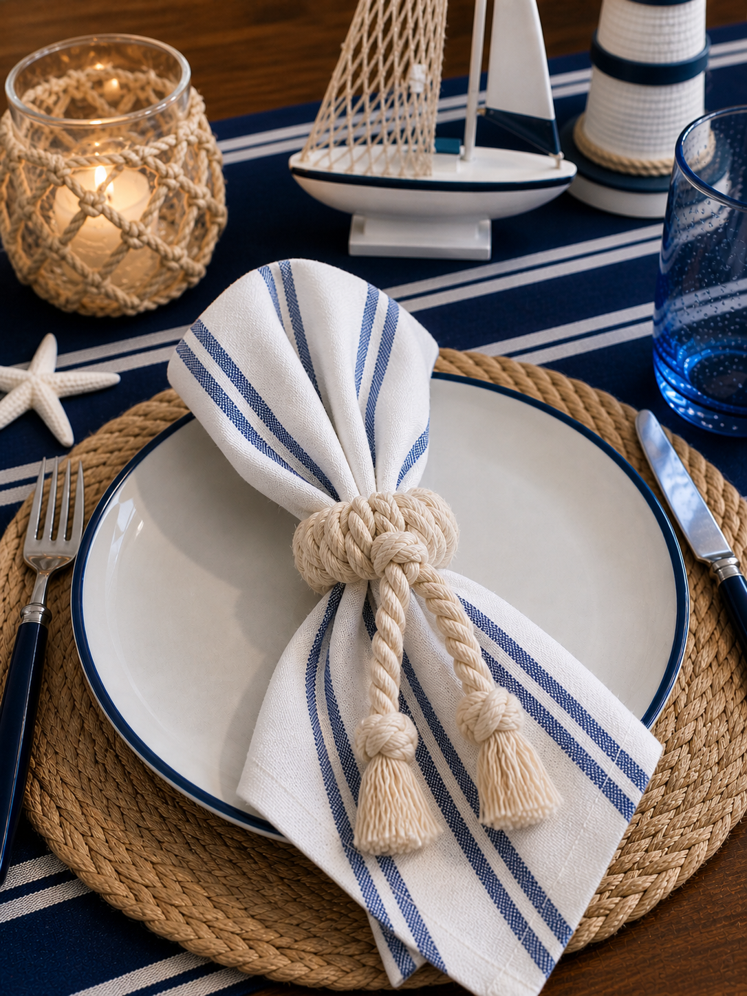 Handmade Nautical Rope Napkin Rings – Set of 4